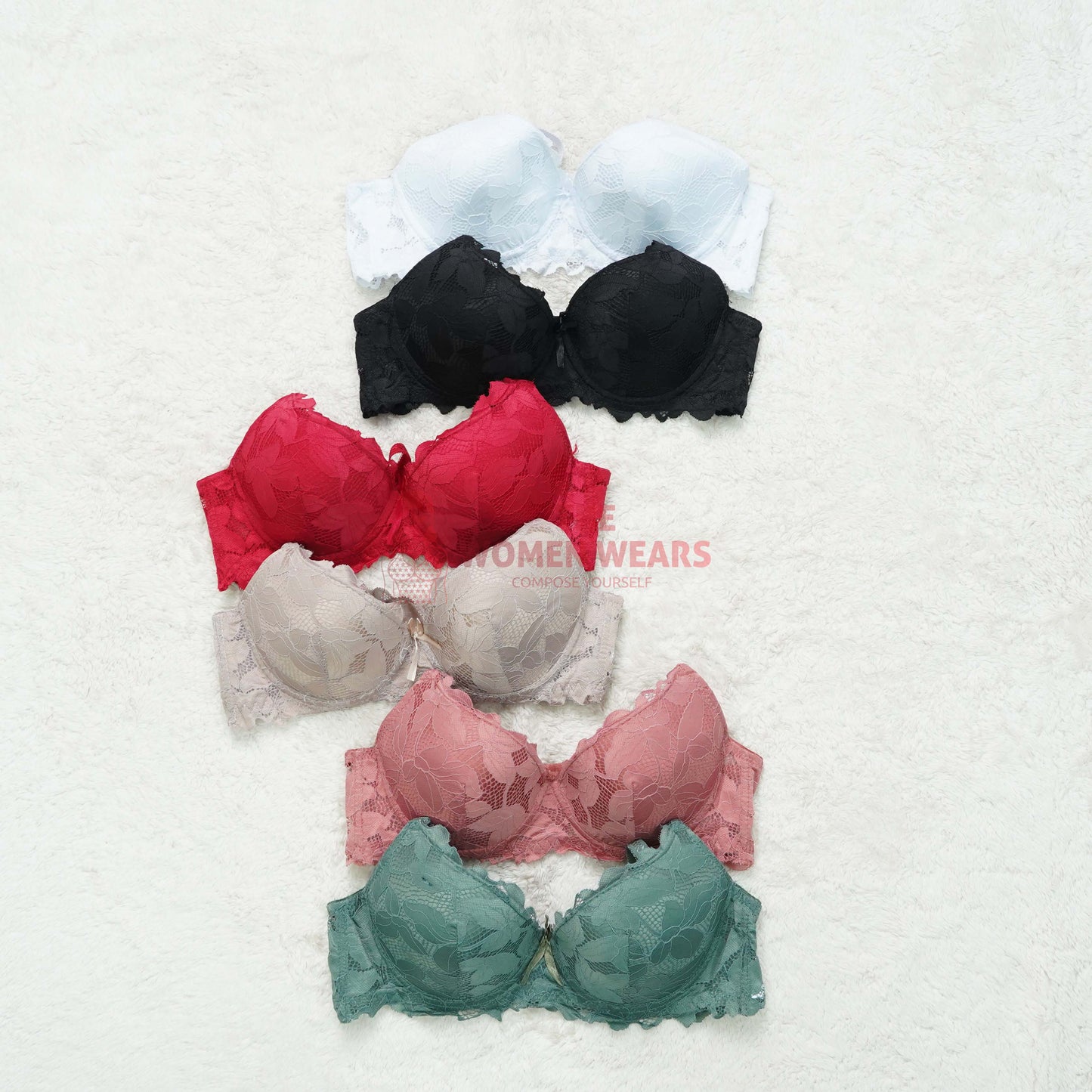 Womens Double Pushup Padded Lace Bra (REF-77002)