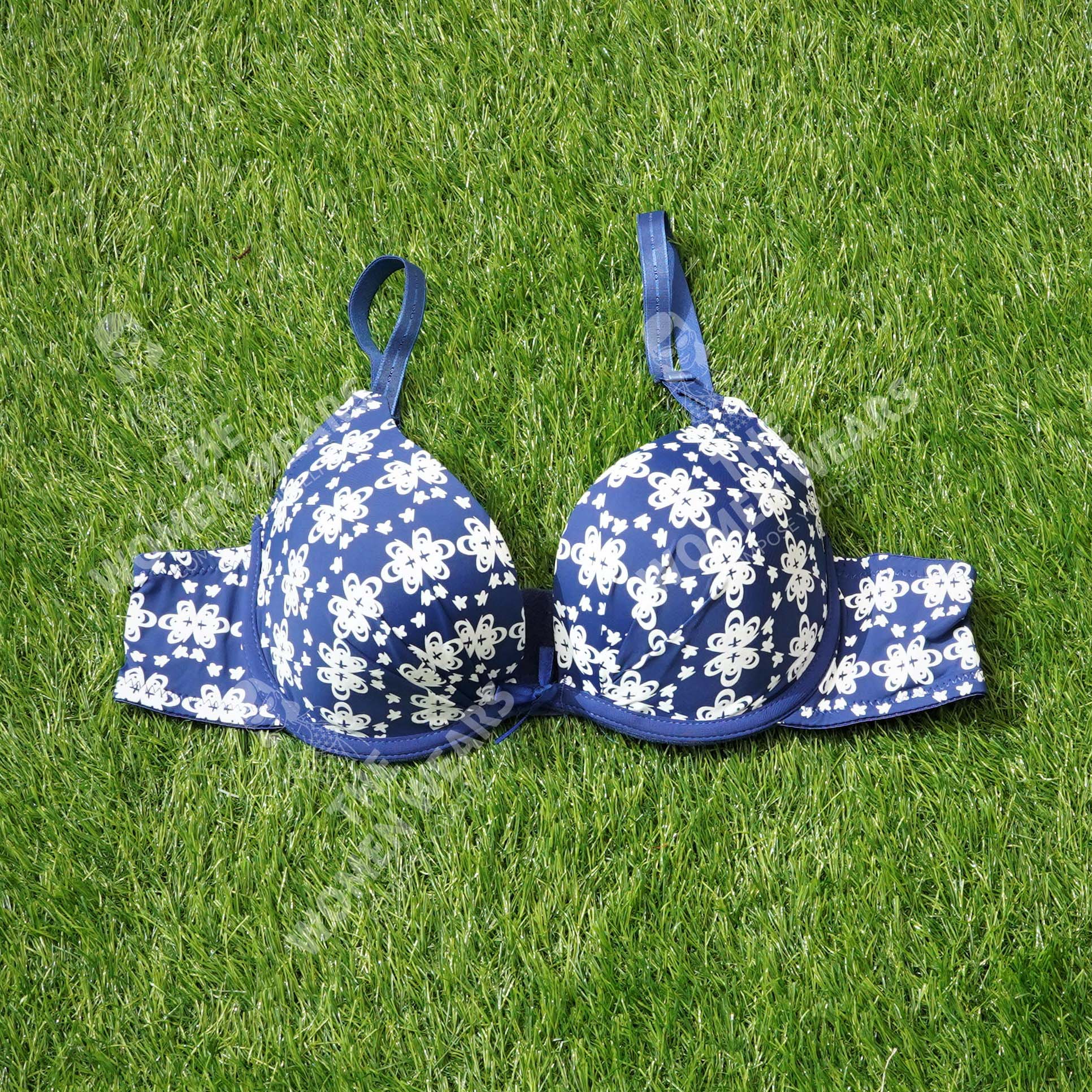 Poly Cotton Flower Print Push Up Padded Bra (3912)