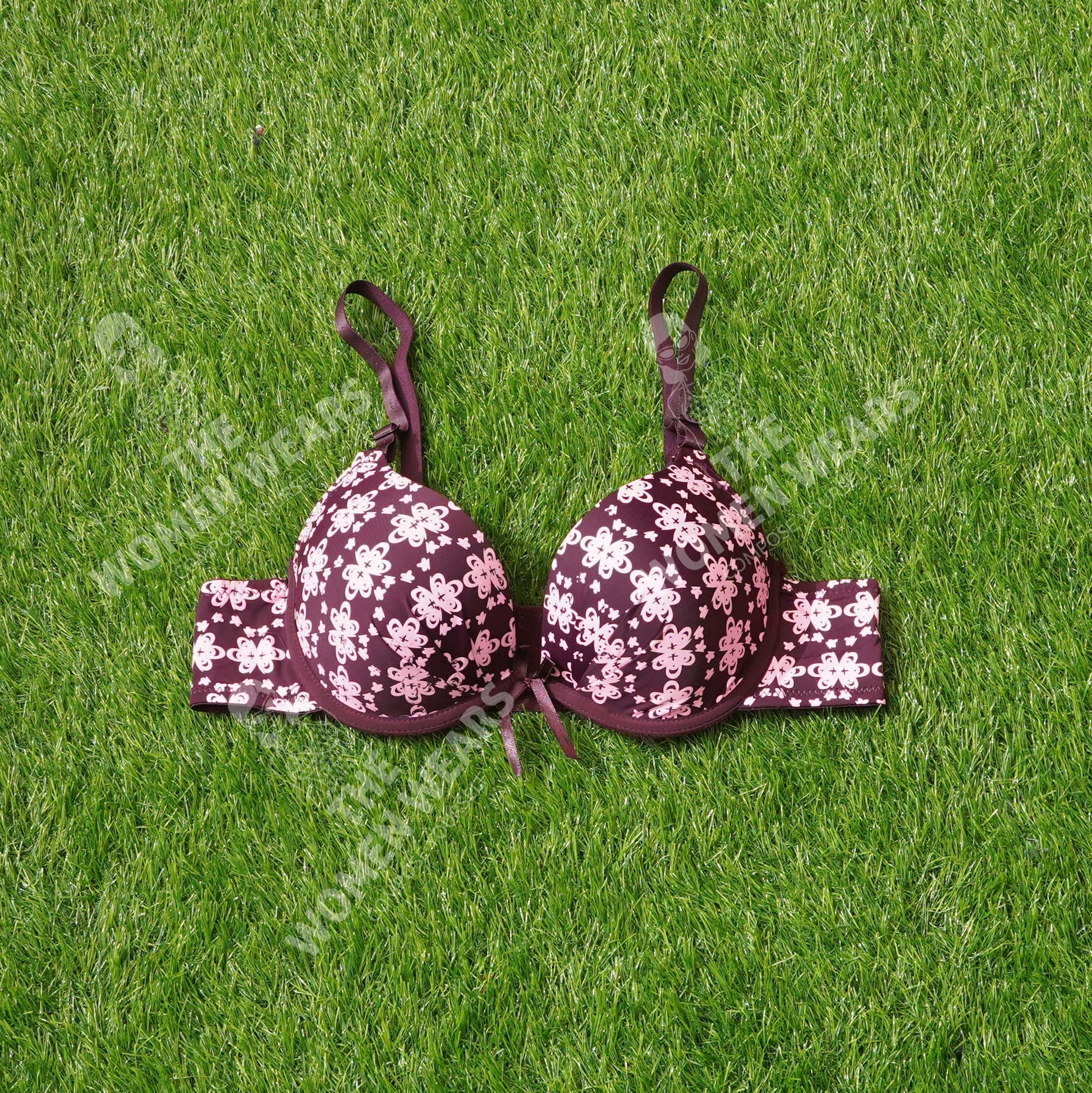 Poly Cotton Flower Print Push Up Padded Bra (3912)