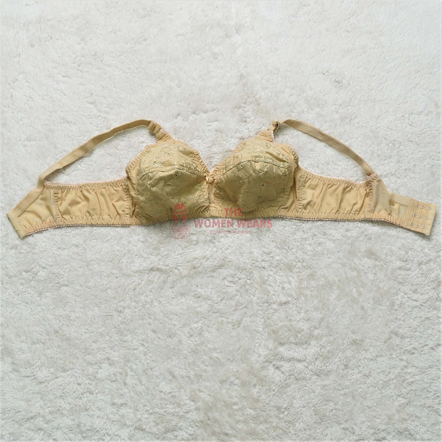Women's Old Fashion Single Color Embroidery Bra (6457)