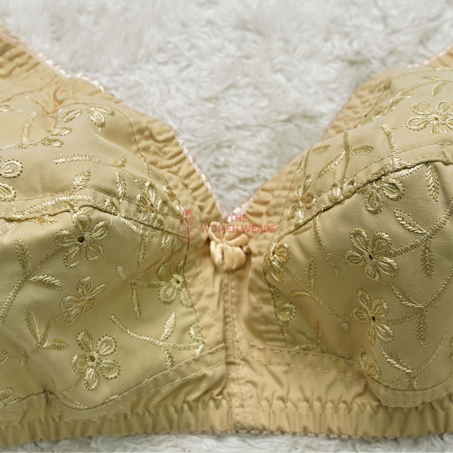 Women's Old Fashion Single Color Embroidery Bra (6457)