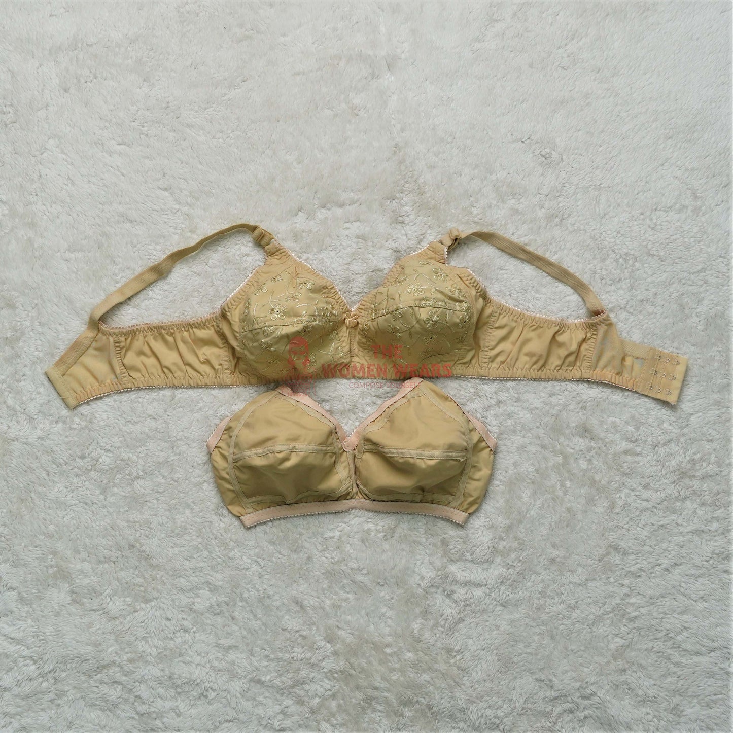 Women's Old Fashion Single Color Embroidery Bra (6457)