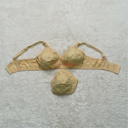 Single Colour Embroidered Wireless Bra 6457 view 7