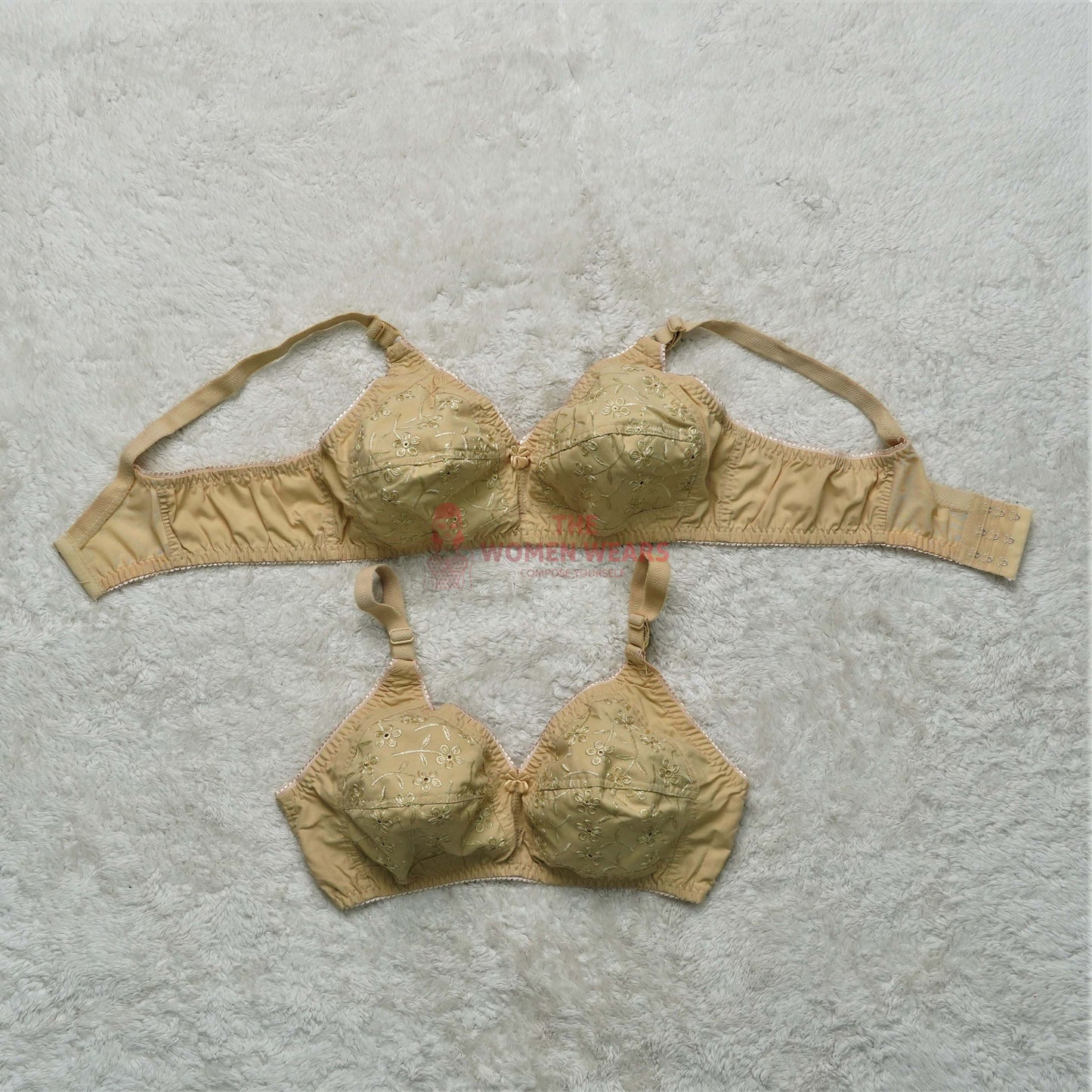 Women's Old Fashion Single Color Embroidery Bra (6457)