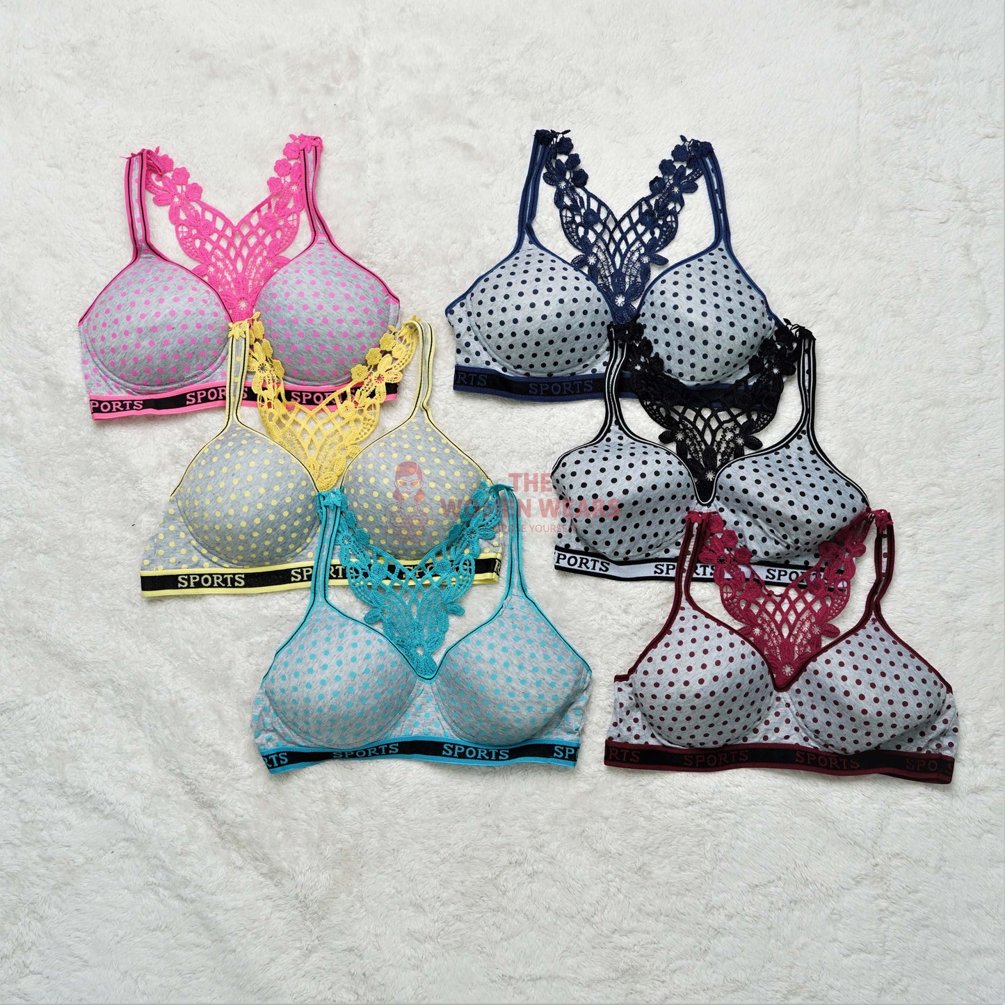 Women's Dot Print Seamless Bra Floral Push Up Bra (ABL)