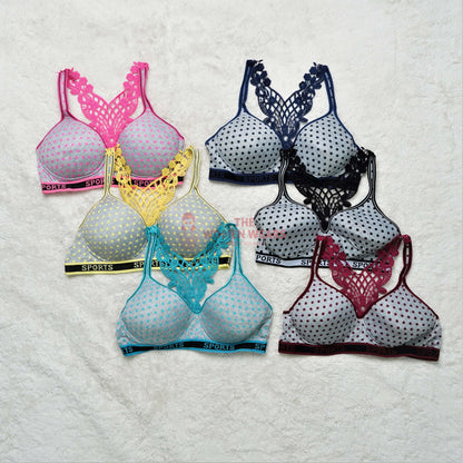 Women's Dot Print Seamless Bra Floral Push Up Bra (ABL)
