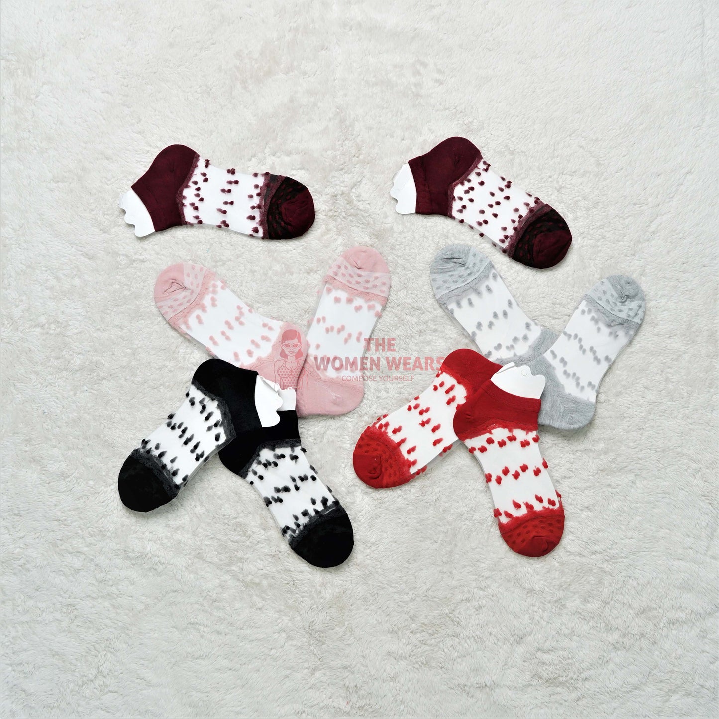 Pack of 3 Girls Transparent Anklet Net Socks SK (0001)
