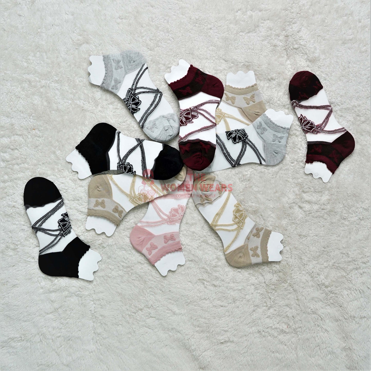 Pack of New Design Girls Transparent Anklet Net Socks SK (0005)