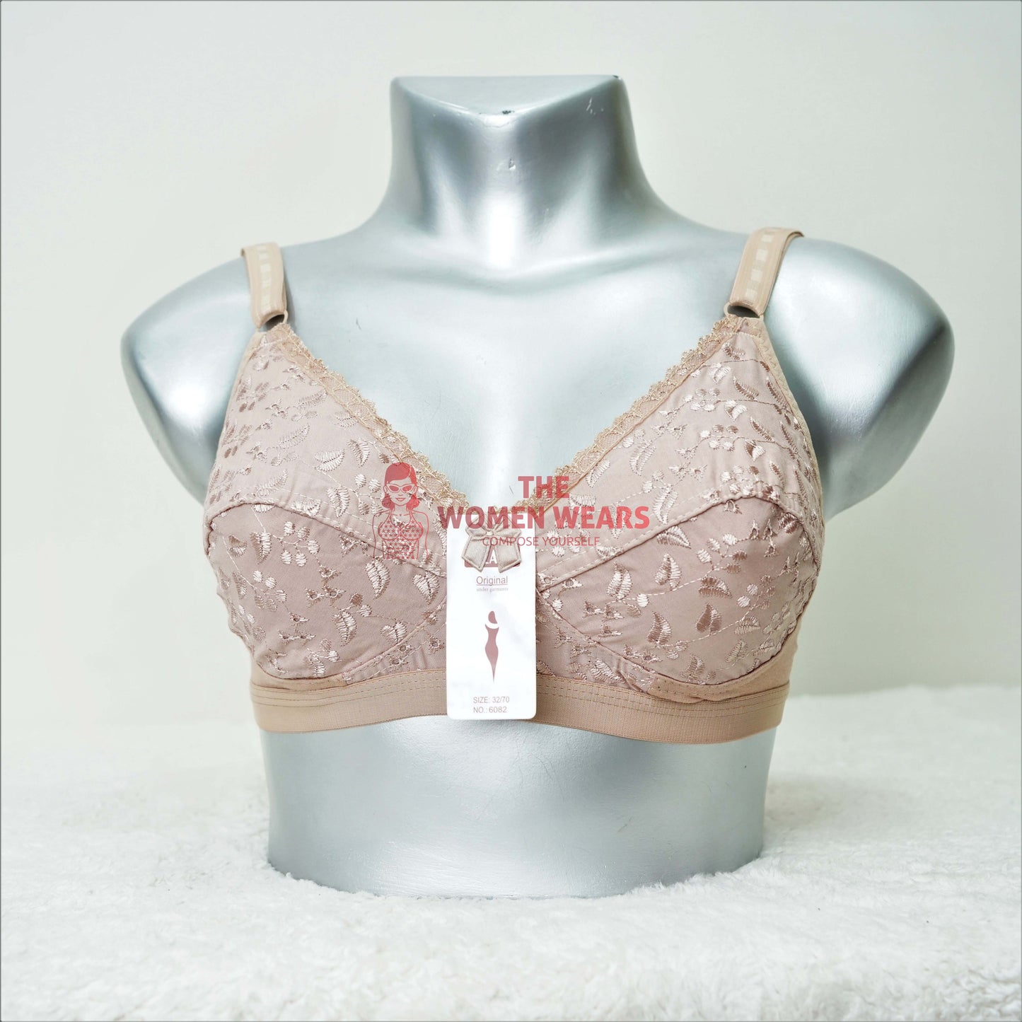 Women's Full Cup Floral Soft Non Wired Bra (6082)