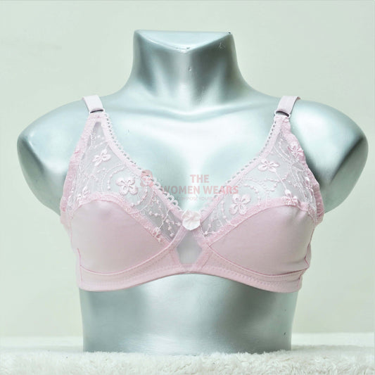 Women's Galaxy Net Embroidery Soft Floral Bra (3469)