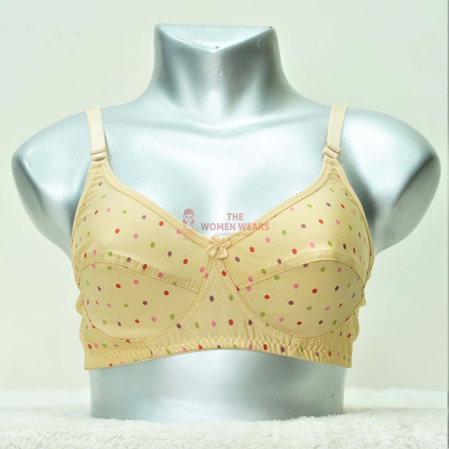 Women's Color Dotted Non Padded Bra (Y 153)