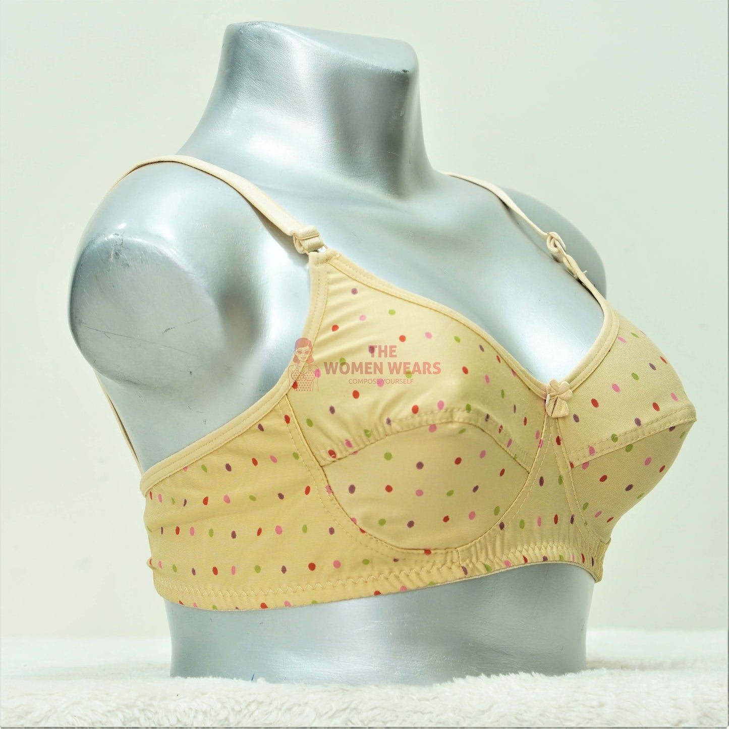Women's Color Dotted Non Padded Bra (Y 153)