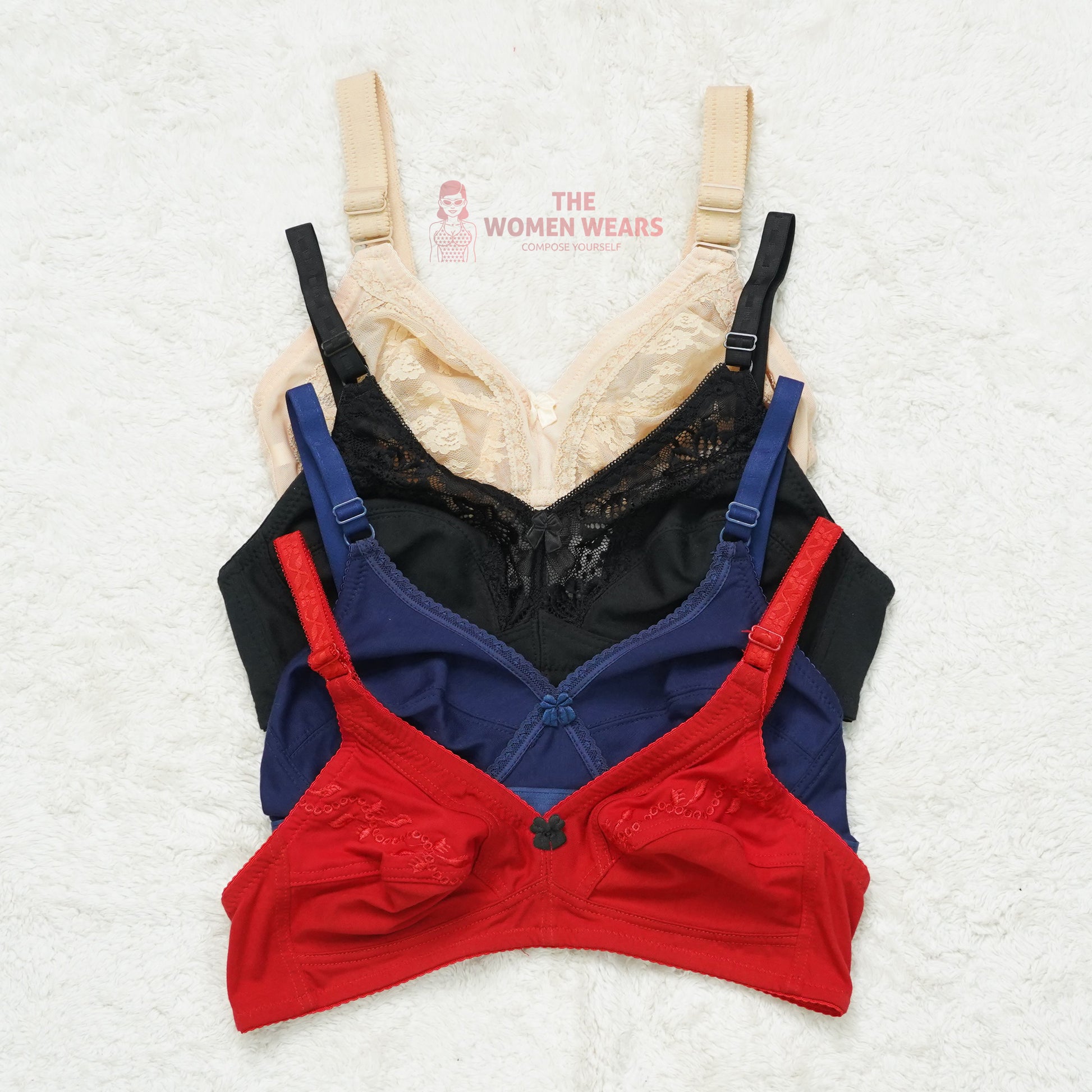 Pack of 3 Half Lace Everyday Non Padded Bra ( PCK 013 )