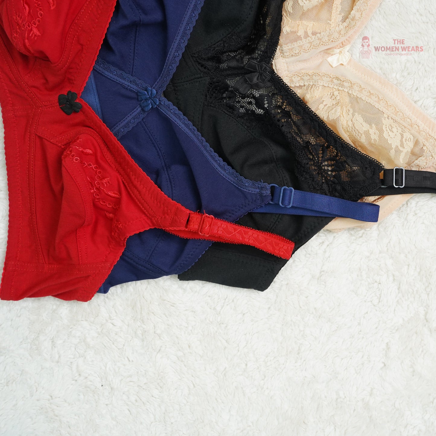 Pack of 3 Half Lace Everyday Non Padded Bra ( PCK 013 )