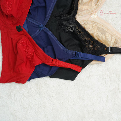 Pack of 3 Half Lace Everyday Non Padded Bra ( PCK 013 )