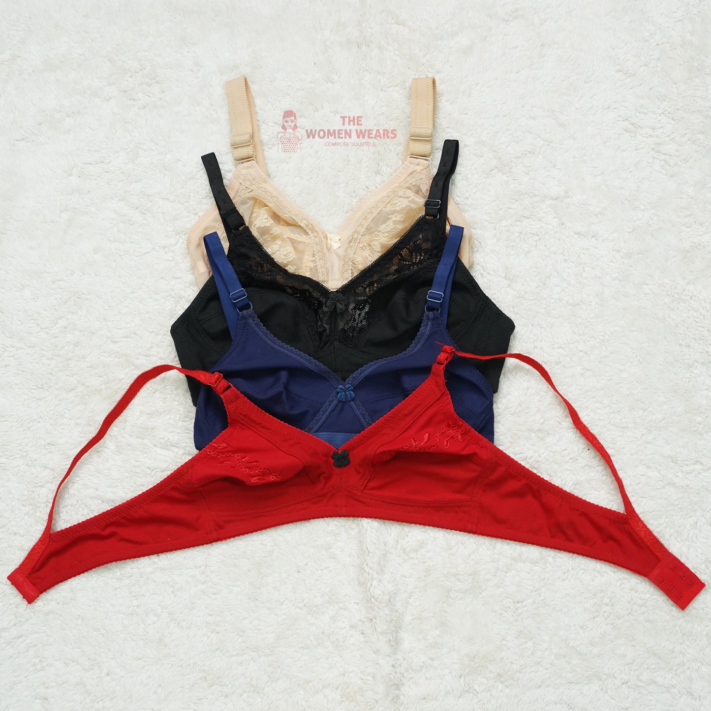 Pack of 3 Half Lace Everyday Non Padded Bra ( PCK 013 )