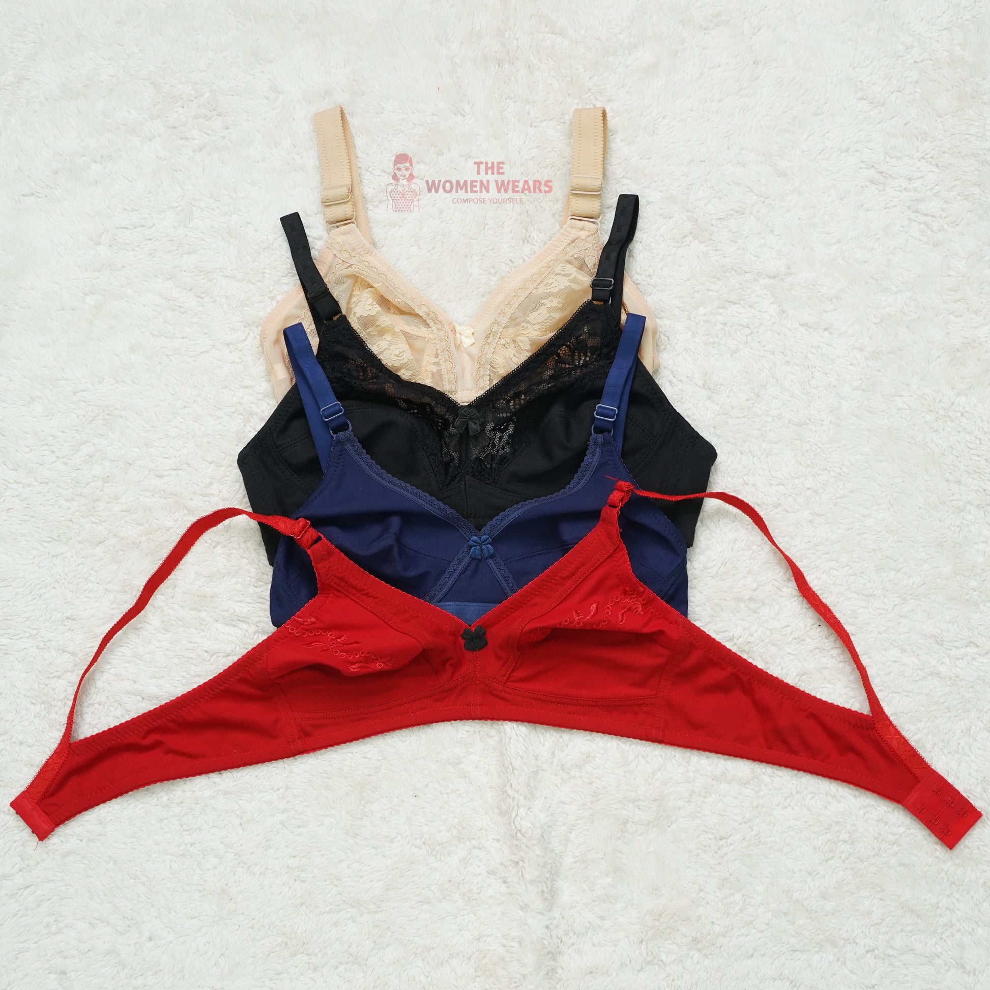 Pack of 3 Half Lace Everyday Non Padded Bra ( PCK 013 )