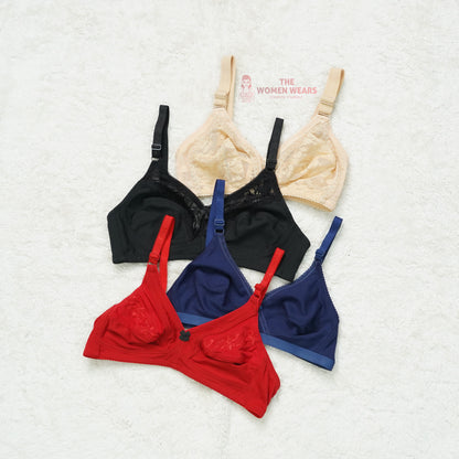 Pack of 3 Half Lace Everyday Non Padded Bra ( PCK 013 )