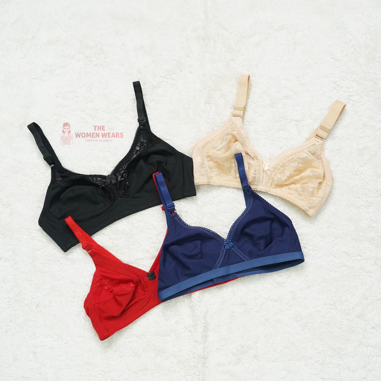 Pack of 3 Half Lace Everyday Non Padded Bra ( PCK 013 )