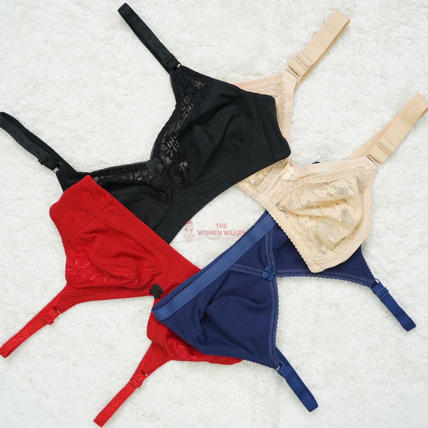 Pack of 3 Half Lace Everyday Non Padded Bra ( PCK 013 )
