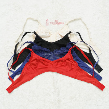 Pack of 3 Lace Pattern/Embroided Everyday Non Padded Bra ( PCK 014 )