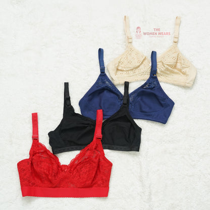 Pack of 3 Chicken/Lace Pattern Everyday Non Padded Bra ( PCK 015 )