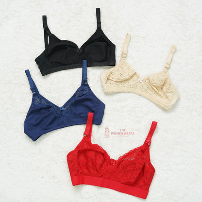 Pack of 3 Chicken/Lace Pattern Everyday Non Padded Bra ( PCK 015 )
