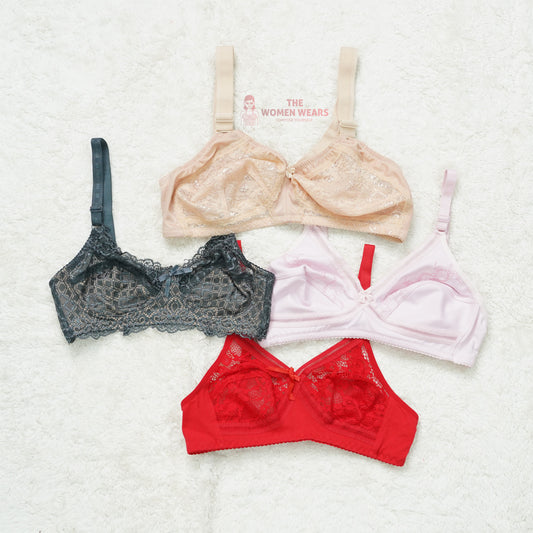 Pack of 3 Cotton/Net Everyday Non Padded Bra ( PCK 016 )