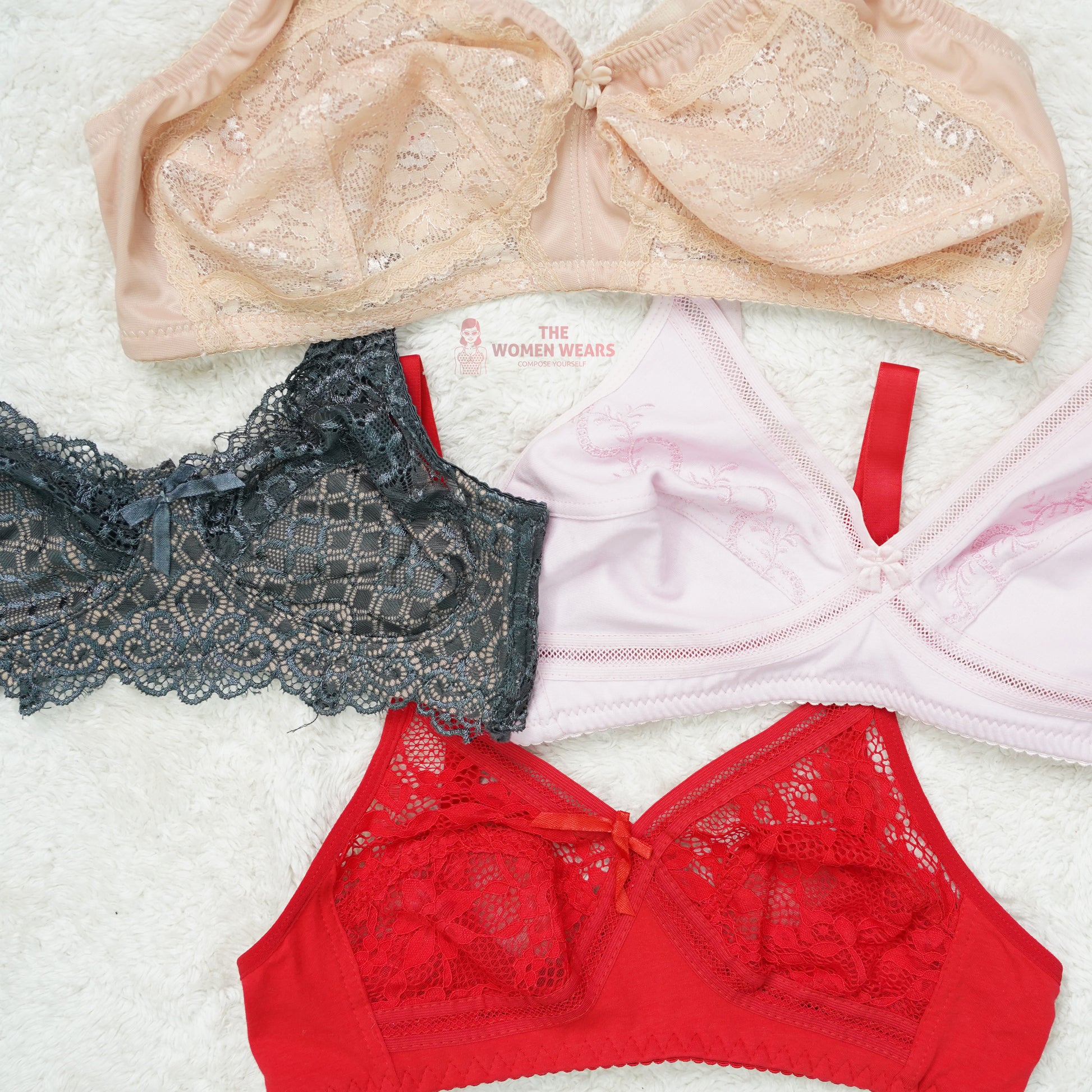 Pack of 3 Cotton/Net Everyday Non Padded Bra ( PCK 016 )