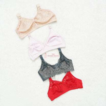 Pack of 3 Cotton/Net Everyday Non Padded Bra ( PCK 016 )