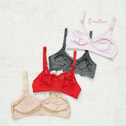 Pack of 3 Cotton/Net Everyday Non Padded Bra ( PCK 016 )