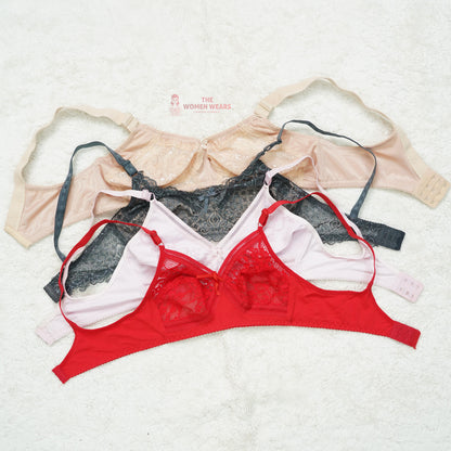 Pack of 3 Cotton/Net Everyday Non Padded Bra ( PCK 016 )