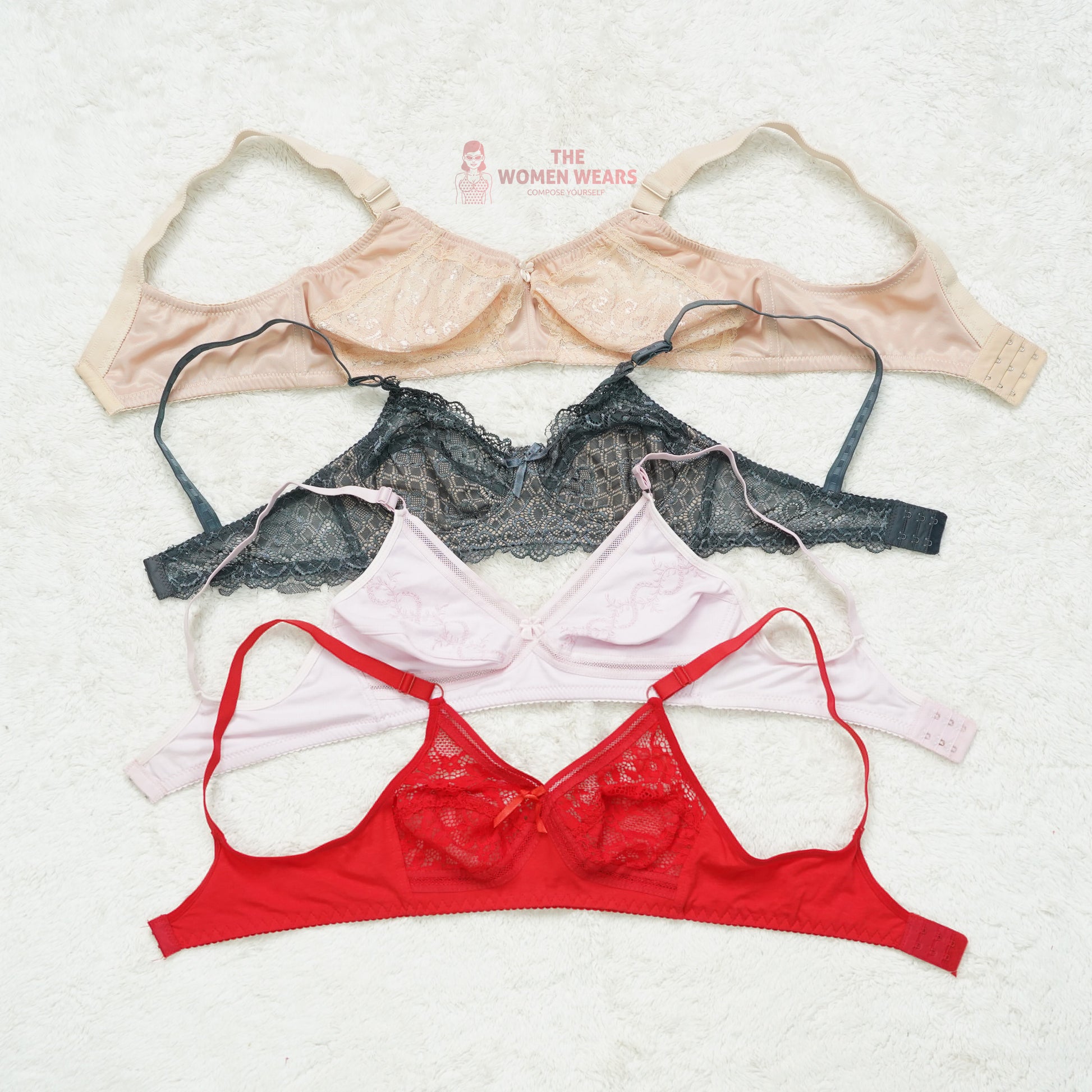 Pack of 3 Cotton/Net Everyday Non Padded Bra ( PCK 016 )