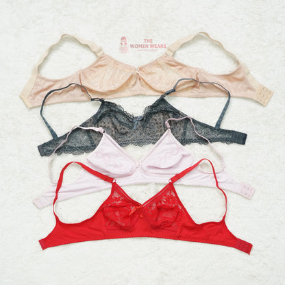 Pack of 3 Cotton/Net Everyday Non Padded Bra ( PCK 016 )