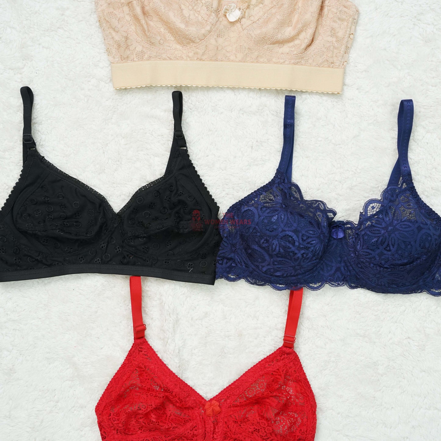 Pack of 3 Under Wired/Net Printed Non Padded Bra ( PCK 018 )