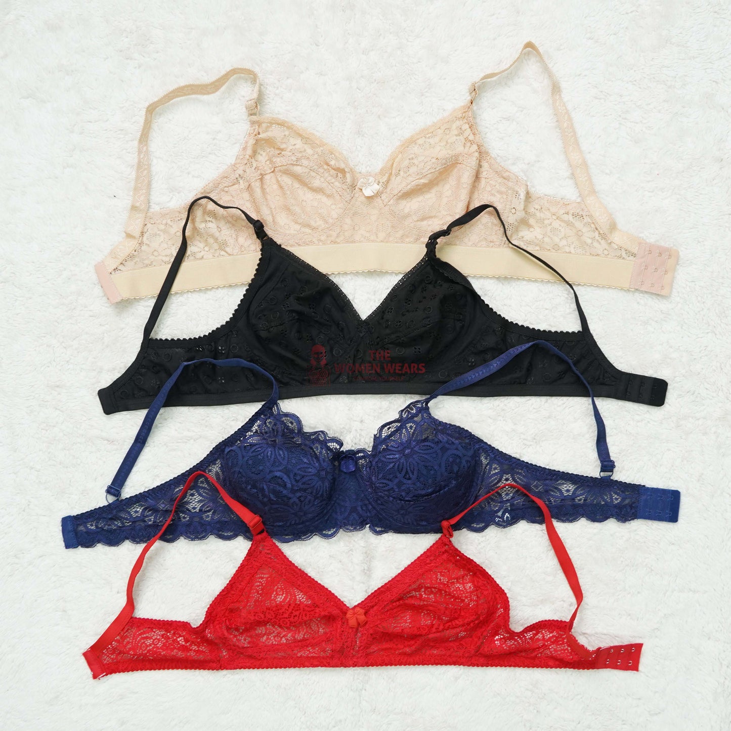 Pack of 3 Under Wired/Net Printed Non Padded Bra ( PCK 018 )