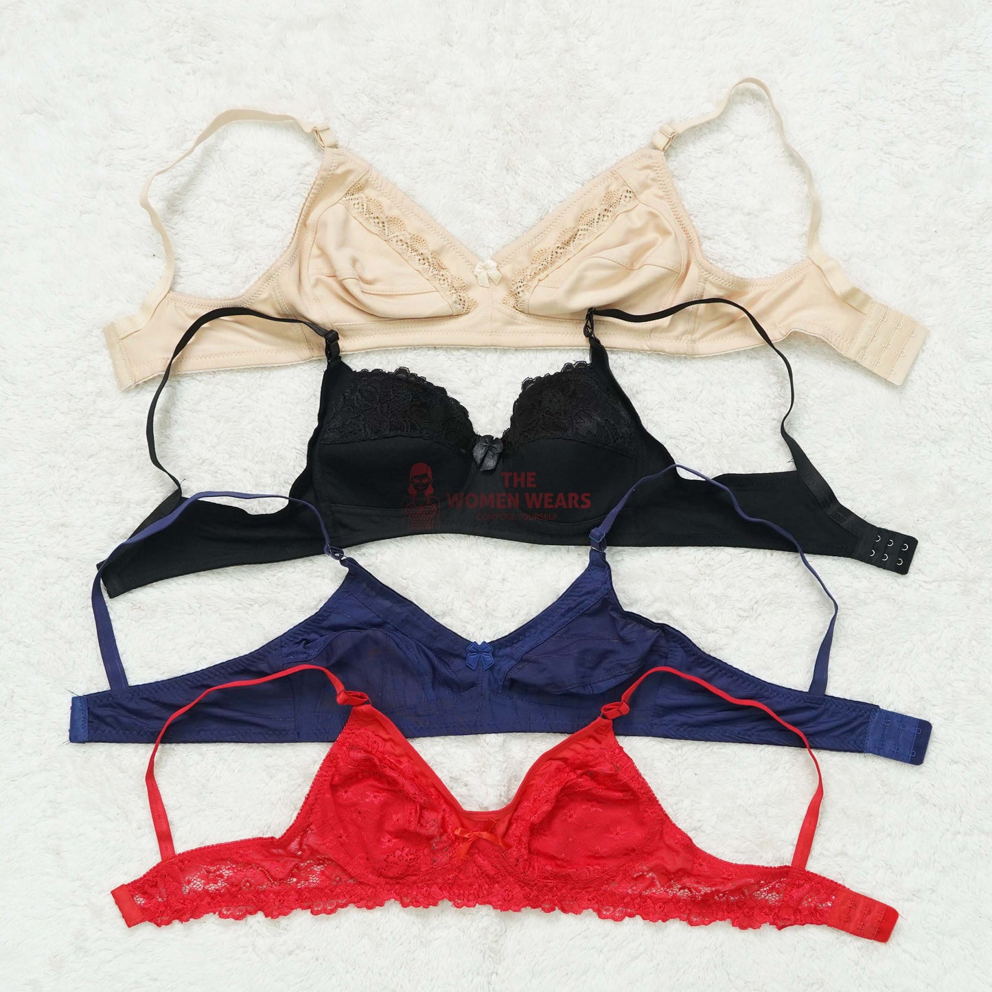 Pack of 3 Light Padded/Lace Pattern Non Padded Bra ( PCK 020 )