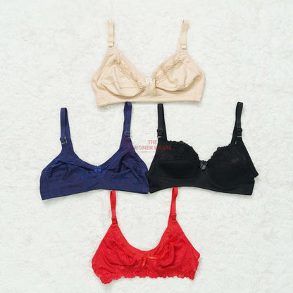 Pack of 3 Light Padded/Lace Pattern Non Padded Bra ( PCK 020 )