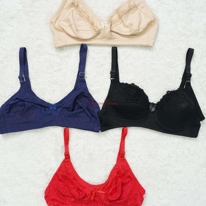 Pack of 3 Light Padded/Lace Pattern Non Padded Bra ( PCK 020 )