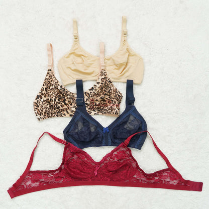 Pack of 3 Regular Fit Cotton Non Padded Bra ( PCK 003 )