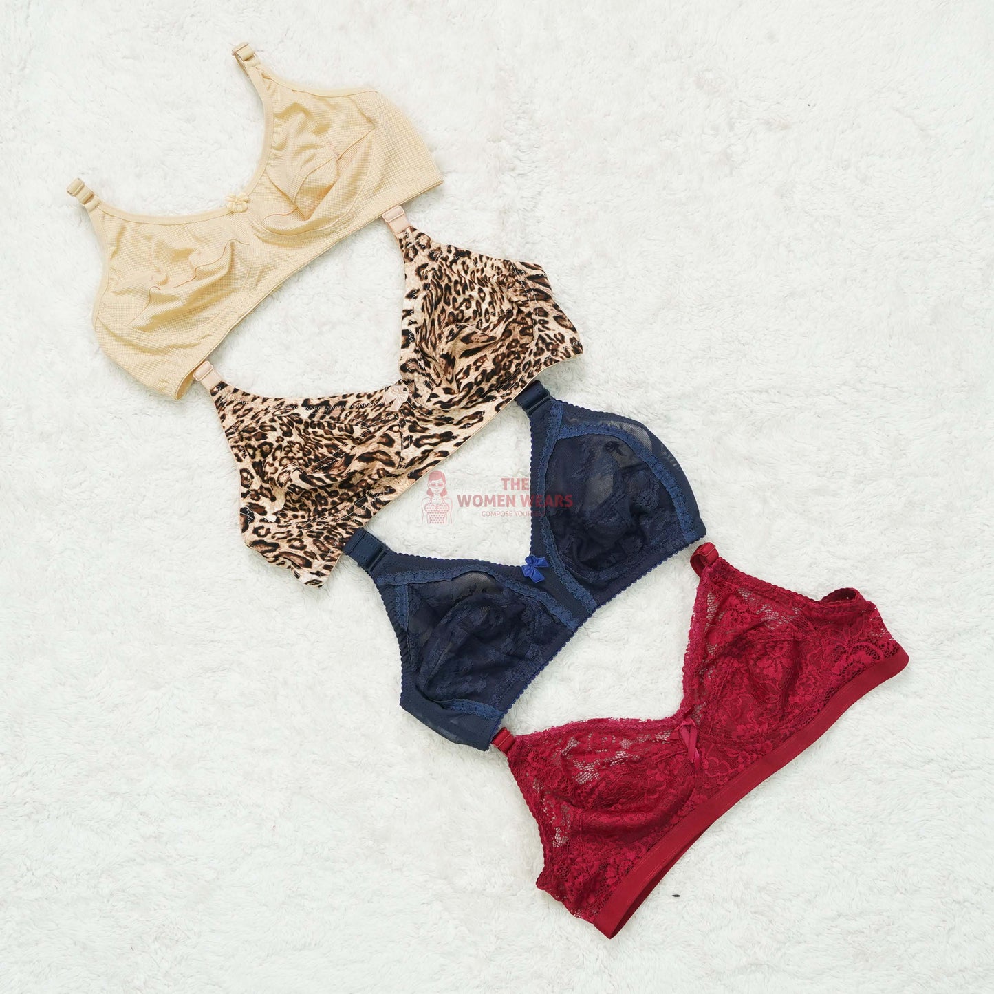 Pack of 3 Regular Fit Cotton Non Padded Bra ( PCK 003 )