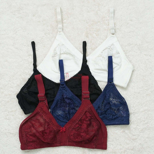 Pack of 3 Lace Pattern Daily Non Padded Bra ( PCK 007 )