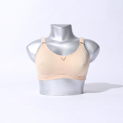 Beige cotton non padded non wired bra 998 view 3