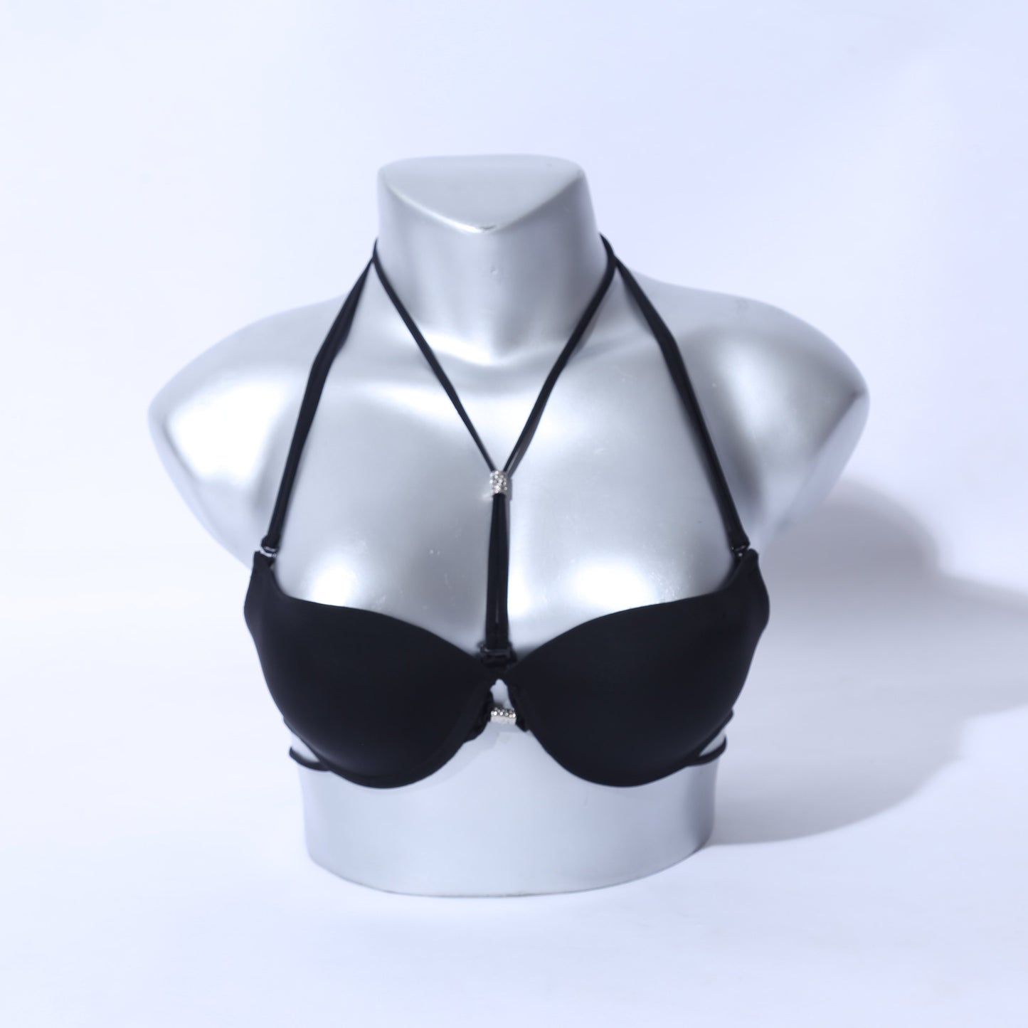 Cotton Cross Caged Strings Padded Bra - Black ( 1110 ) - The Women Wears