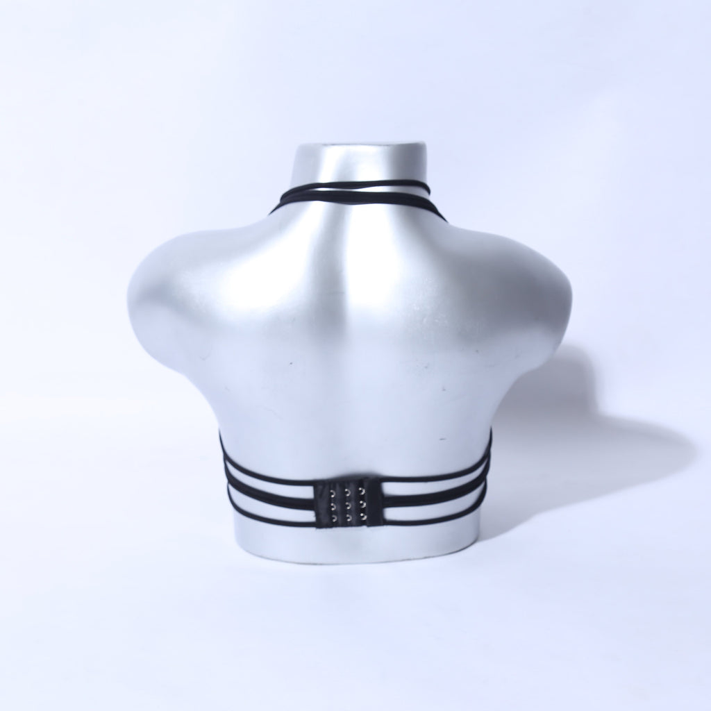 Cotton Cross Caged Strings Padded Bra - Black ( 1110 ) - The Women Wears