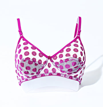 Floral Cotton Net Bra (856) - The Women Wears