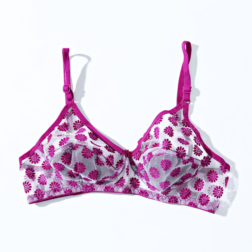 Floral Cotton Net Bra (856) - The Women Wears