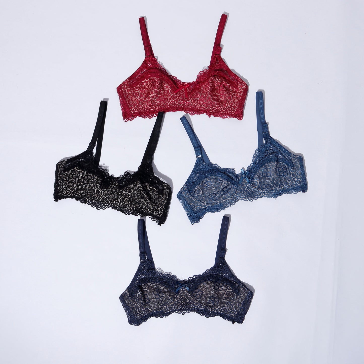 Pack of 3 Luxurious Emroidered Non paded bra NP-1359 - The Women Wears