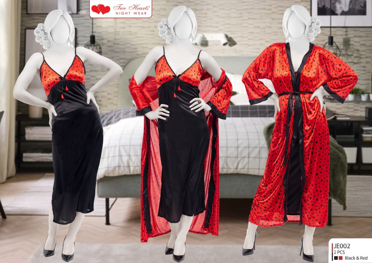 2 Piece Silk Ladies Bedgown With Gown (JE-002)