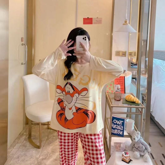 Imported High Quality Comfortable Girls Ladies Tigger Sleeping Suit Nightwear 2 Piece Pajamas Set SK_19